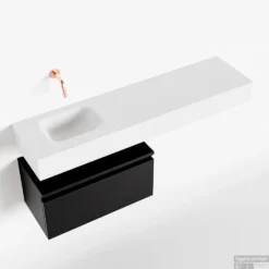 MONDIAZ ANDOR 60cm Toiletmeubel Urban. LEX 120cm Wastafel Talc Links Geen Kraangat