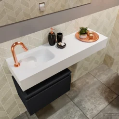 MONDIAZ ANDOR 50cm Toiletmeubel Urban. LEX 100cm Wastafel Talc Links 1 Kraangat 7 MONDIAZ ANDOR 50cm Toiletmeubel Urban. LEX 100cm Wastafel Talc Links 1 Kraangat -Zalig Baden Verkoopwinkel badkamermeubel andor urban model lex vrijhangend talc sidetop 0027