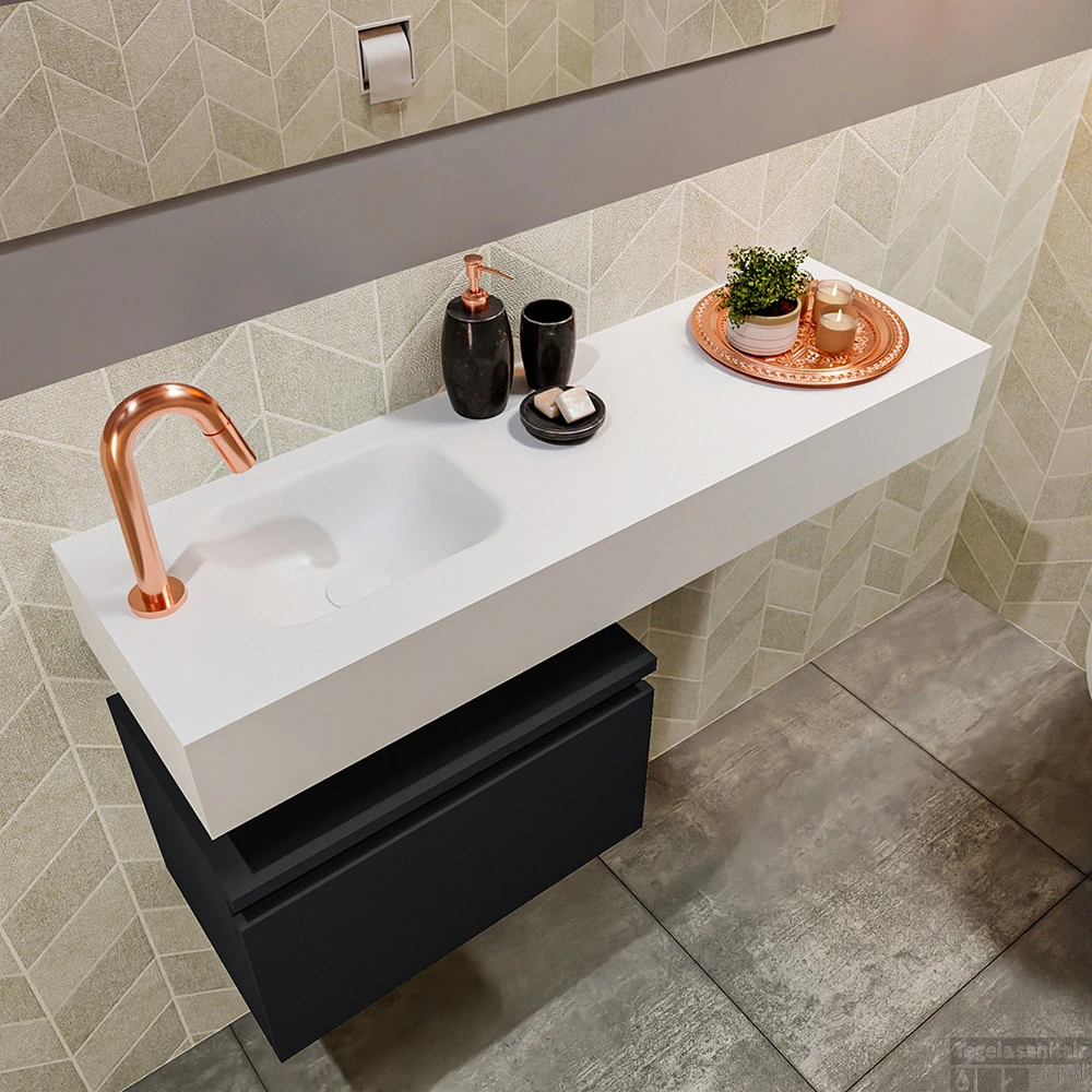 MONDIAZ ANDOR 50cm Toiletmeubel Urban. LEX 100cm Wastafel Talc Links 1 Kraangat 3 MONDIAZ ANDOR 50cm Toiletmeubel Urban. LEX 100cm Wastafel Talc Links 1 Kraangat - Afbeelding 3