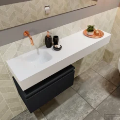 MONDIAZ ANDOR 60cm Toiletmeubel Urban. LEX 120cm Wastafel Talc Links Geen Kraangat -Zalig Baden Verkoopwinkel badkamermeubel andor urban model lex vrijhangend talc sidetop 0038
