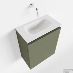 MONDIAZ TURE 40cm Toiletmeubel Army. EDEN Wastafel Talc Midden Geen Kraangat