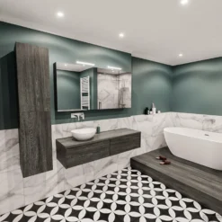 Badkamermeubel BWS Madrid Antraciet 150 Cm Met Topblad En Keramische Waskom Links (2 Lades, 0 Kraangaten) -Zalig Baden Verkoopwinkel badkamermeubel bws madrid washed oak 150 cm met massief topblad waskom links 2lds 0krg detail2