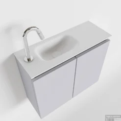 MONDIAZ TURE 60cm Toiletmeubel Cale. EDEN Wastafel Talc Links 1 Kraangat