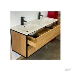 Badkamermeubel Casajoy Wood 120x46x55 Cm Eiken Met Keramieken Wastafel Wit -Zalig Baden Verkoopwinkel badkamermeubel casajoy wood 120x46x55 cm eiken met keramieken wastafel wit detail2