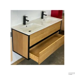 Badkamermeubel Casajoy Wood 120x46x55 Cm Eiken Met Keramieken Wastafel Wit -Zalig Baden Verkoopwinkel badkamermeubel casajoy wood 120x46x55 cm eiken met keramieken wastafel wit detail3