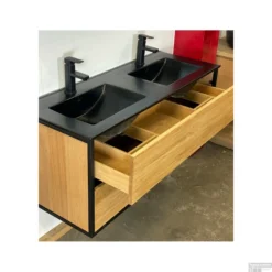 Badkamermeubel Casajoy Wood 120x46x55 Cm Eiken Met Keramieken Wastafel Zwart -Zalig Baden Verkoopwinkel badkamermeubel casajoy wood 120x46x55 cm eiken met keramieken wastafel zwart detail2