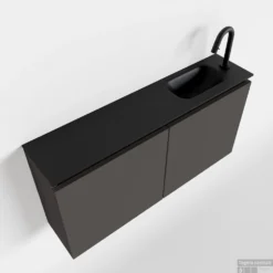 MONDIAZ TURE 100cm Toiletmeubel Dark Grey. EDEN Wastafel Urban Rechts 1 Kraangat