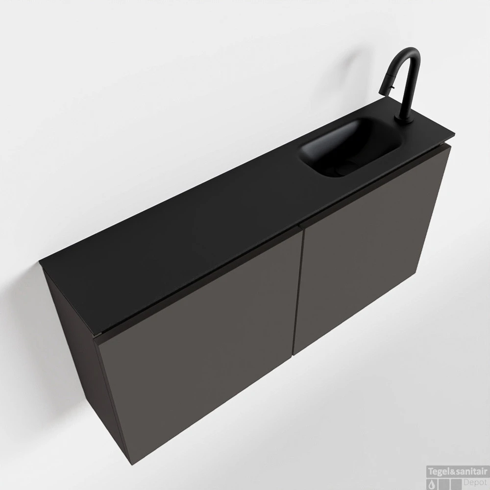 MONDIAZ TURE 100cm Toiletmeubel Dark Grey. EDEN Wastafel Urban Rechts 1 Kraangat 1 MONDIAZ TURE 100cm Toiletmeubel Dark Grey. EDEN Wastafel Urban Rechts 1 Kraangat