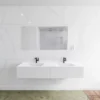 Badkamermeubelset Mondiaz LAGOM 170 Cm Dubbele Waskom Solid Surface Met 2 Kraangaten Mat Wit (2 Laden)