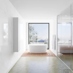 Kolomkast Mondiaz LAGOM 150cm Opbouw Linksdraaiend Mat Wit -Zalig Baden Verkoopwinkel badkamermeubel met solid surface wastafel model lagom side white 00006