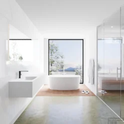 Badkamermeubelset Mondiaz LAGOM 160 Cm Linkse Waskom Solid Surface Met 1 Kraangat Mat Wit (2 Laden) -Zalig Baden Verkoopwinkel badkamermeubel met solid surface wastafel model lagom side white 00088