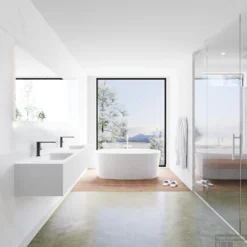 Badkamermeubelset Mondiaz LAGOM 170 Cm Dubbele Waskom Solid Surface Met 2 Kraangaten Mat Wit (2 Laden) 6 Badkamermeubelset Mondiaz LAGOM 170 Cm Dubbele Waskom Solid Surface Met 2 Kraangaten Mat Wit (2 Laden) -Zalig Baden Verkoopwinkel badkamermeubel met solid surface wastafel model lagom side white 00096