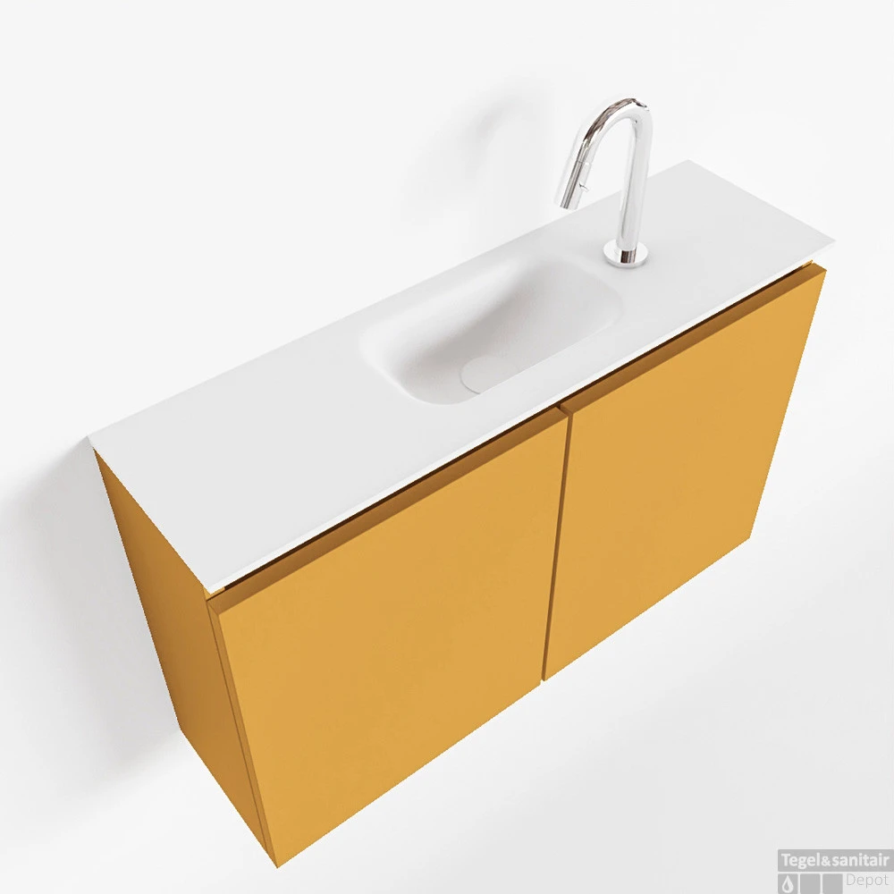 MONDIAZ TURE 80cm Toiletmeubel Ocher. EDEN Wastafel Talc Midden 1 Kraangat 1 MONDIAZ TURE 80cm Toiletmeubel Ocher. EDEN Wastafel Talc Midden 1 Kraangat