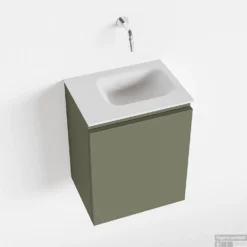 MONDIAZ OLAN 40cm Toiletmeubel Army. LEX Wastafel Talc Rechts Geen Kraangat