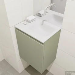 MONDIAZ OLAN 40cm Toiletmeubel Army. LEX Wastafel Talc Rechts Geen Kraangat 7 MONDIAZ OLAN 40cm Toiletmeubel Army. LEX Wastafel Talc Rechts Geen Kraangat -Zalig Baden Verkoopwinkel badkamermeubel olan army model lex talc right 0004