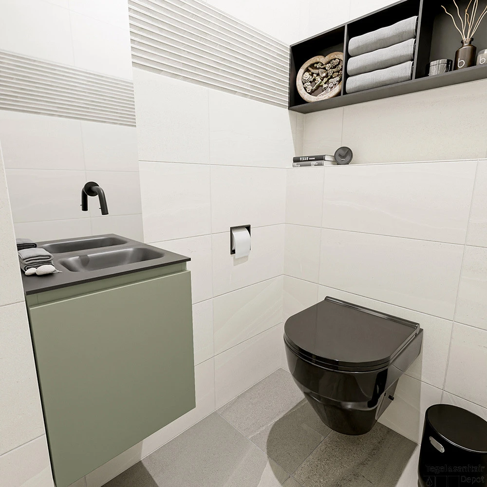 MONDIAZ OLAN 40cm Toiletmeubel Army. LEX Wastafel Urban Rechts Geen Kraangat 2 MONDIAZ OLAN 40cm Toiletmeubel Army. LEX Wastafel Urban Rechts Geen Kraangat - Afbeelding 2