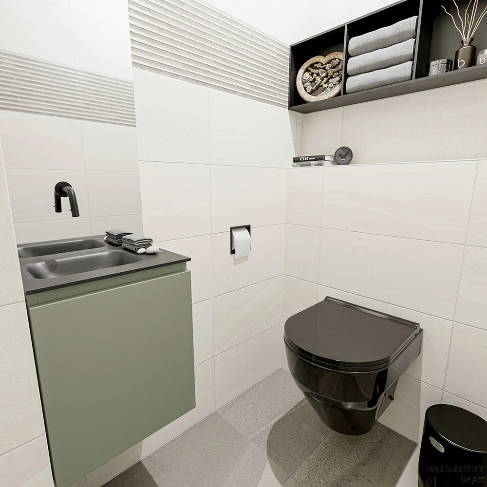 MONDIAZ OLAN 40cm Toiletmeubel Army. LEX Wastafel Urban Links Geen Kraangat 2 MONDIAZ OLAN 40cm Toiletmeubel Army. LEX Wastafel Urban Links Geen Kraangat - Afbeelding 2