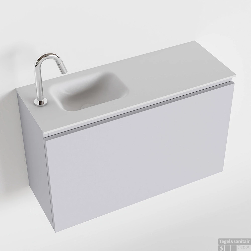 MONDIAZ OLAN 80cm Toiletmeubel Cale. LEX Wastafel Talc Links 1 Kraangat 1 MONDIAZ OLAN 80cm Toiletmeubel Cale. LEX Wastafel Talc Links 1 Kraangat