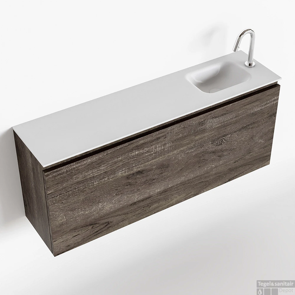 MONDIAZ OLAN 120cm Toiletmeubel Dark Brown. LEX Wastafel Talc Rechts 1 Kraangat 1 MONDIAZ OLAN 120cm Toiletmeubel Dark Brown. LEX Wastafel Talc Rechts 1 Kraangat