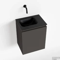 MONDIAZ OLAN 40cm Toiletmeubel Dark Grey. LEX Wastafel Urban Links Geen Kraangat