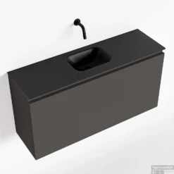 MONDIAZ OLAN 100cm Toiletmeubel Dark Grey. LEX Wastafel Urban Midden Geen Kraangat