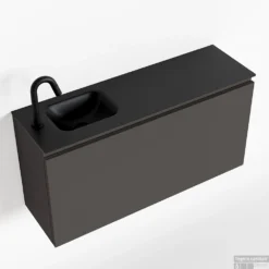 MONDIAZ OLAN 100cm Toiletmeubel Dark Grey. LEX Wastafel Urban Links 1 Kraangat