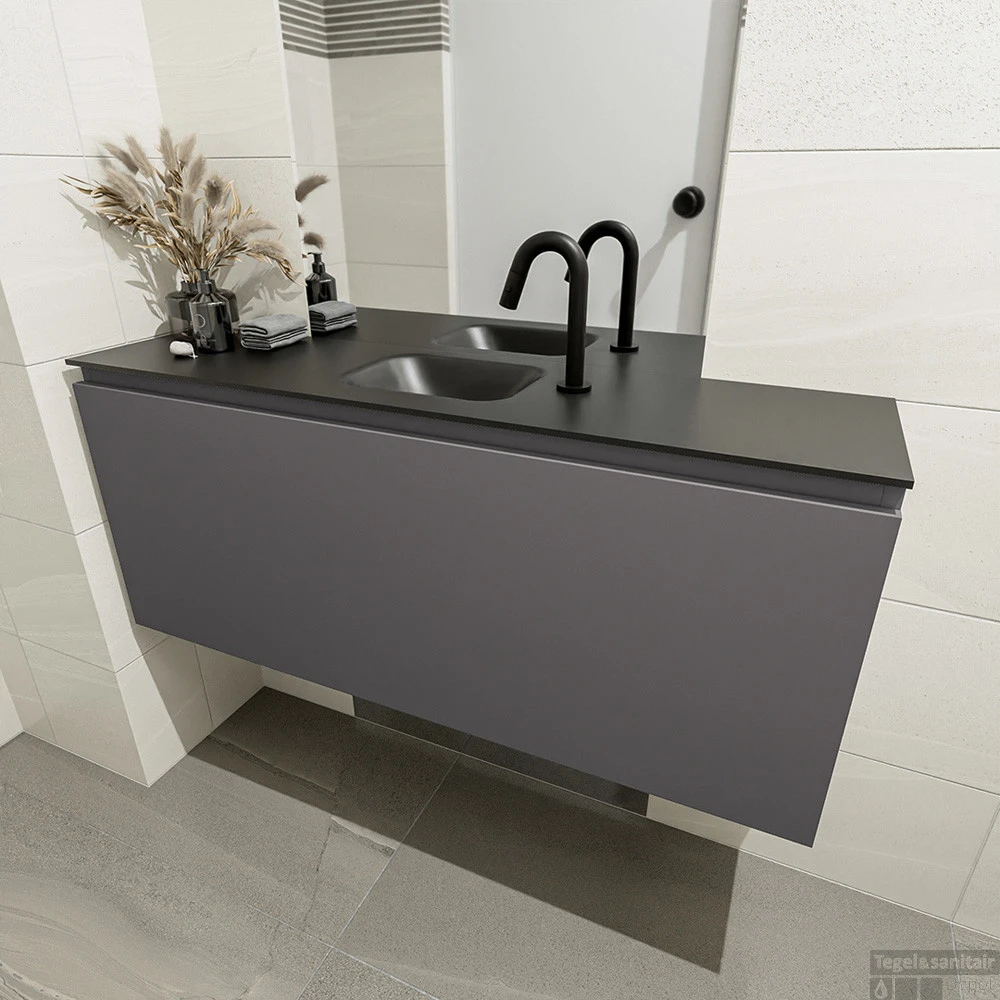 MONDIAZ OLAN 120cm Toiletmeubel Dark Grey. LEX Wastafel Urban Midden 1 Kraangat 4 MONDIAZ OLAN 120cm Toiletmeubel Dark Grey. LEX Wastafel Urban Midden 1 Kraangat - Afbeelding 4