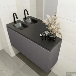 MONDIAZ OLAN 100cm Toiletmeubel Dark Grey. LEX Wastafel Urban Links 1 Kraangat -Zalig Baden Verkoopwinkel badkamermeubel olan dark grey model lex urban right 0021