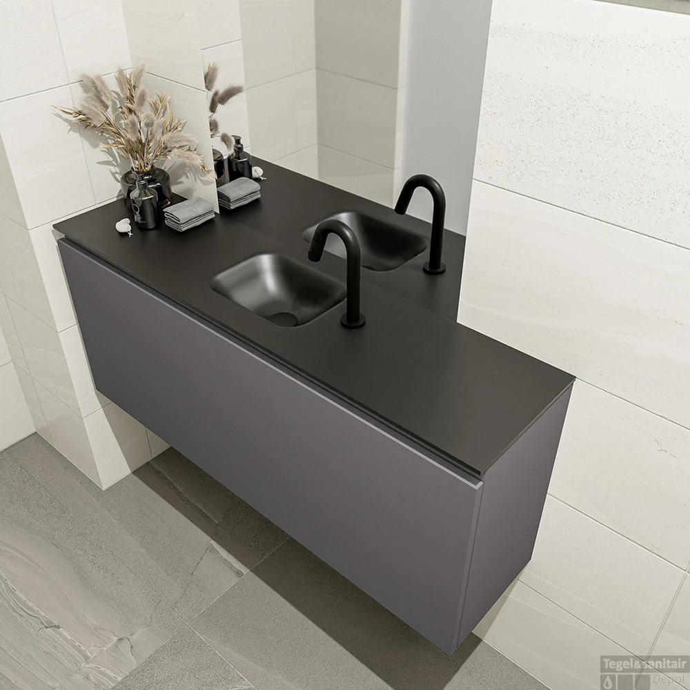 MONDIAZ OLAN 120cm Toiletmeubel Dark Grey. LEX Wastafel Urban Midden 1 Kraangat 3 MONDIAZ OLAN 120cm Toiletmeubel Dark Grey. LEX Wastafel Urban Midden 1 Kraangat - Afbeelding 3
