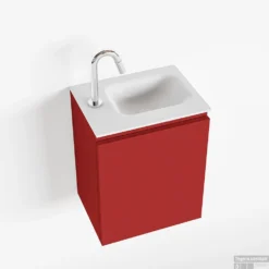 MONDIAZ OLAN 40cm Toiletmeubel Fire. LEX Wastafel Talc Rechts 1 Kraangat