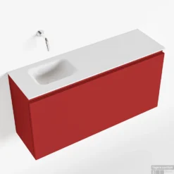 MONDIAZ OLAN 100cm Toiletmeubel Fire. LEX Wastafel Talc Links Geen Kraangat