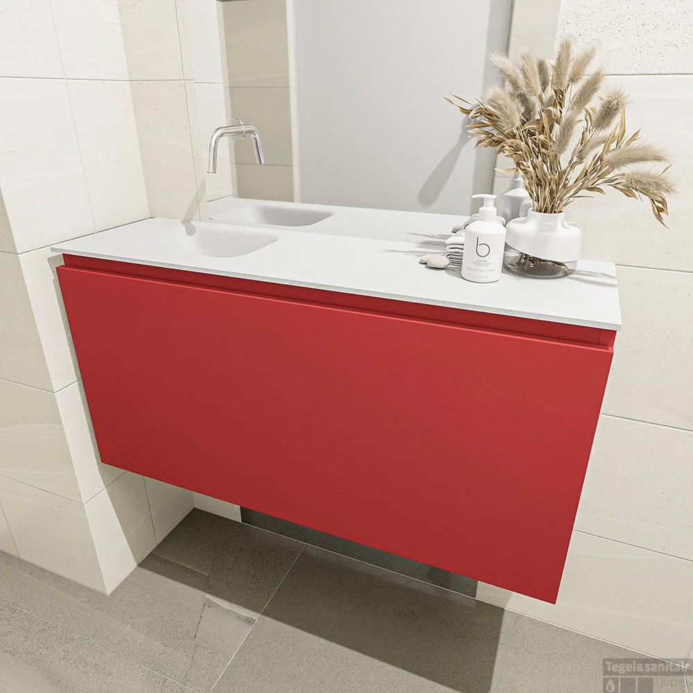 MONDIAZ OLAN 100cm Toiletmeubel Fire. LEX Wastafel Talc Links Geen Kraangat 4 MONDIAZ OLAN 100cm Toiletmeubel Fire. LEX Wastafel Talc Links Geen Kraangat - Afbeelding 4