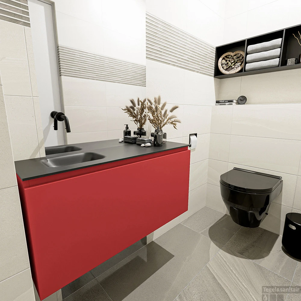 MONDIAZ OLAN 100cm Toiletmeubel Fire. LEX Wastafel Urban Links Geen Kraangat 2 MONDIAZ OLAN 100cm Toiletmeubel Fire. LEX Wastafel Urban Links Geen Kraangat - Afbeelding 2