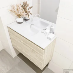 MONDIAZ OLAN 80cm Toiletmeubel Light Brown Grey. LEX Wastafel Talc Midden Geen Kraangat -Zalig Baden Verkoopwinkel badkamermeubel olan light brown grey model lex talc right 00014