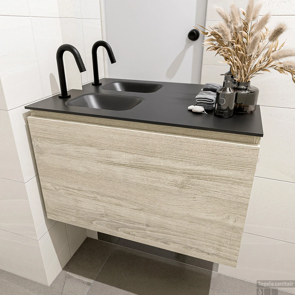 MONDIAZ OLAN 80cm Toiletmeubel Light Brown Grey. LEX Wastafel Urban Links 1 Kraangat 4 MONDIAZ OLAN 80cm Toiletmeubel Light Brown Grey. LEX Wastafel Urban Links 1 Kraangat - Afbeelding 4