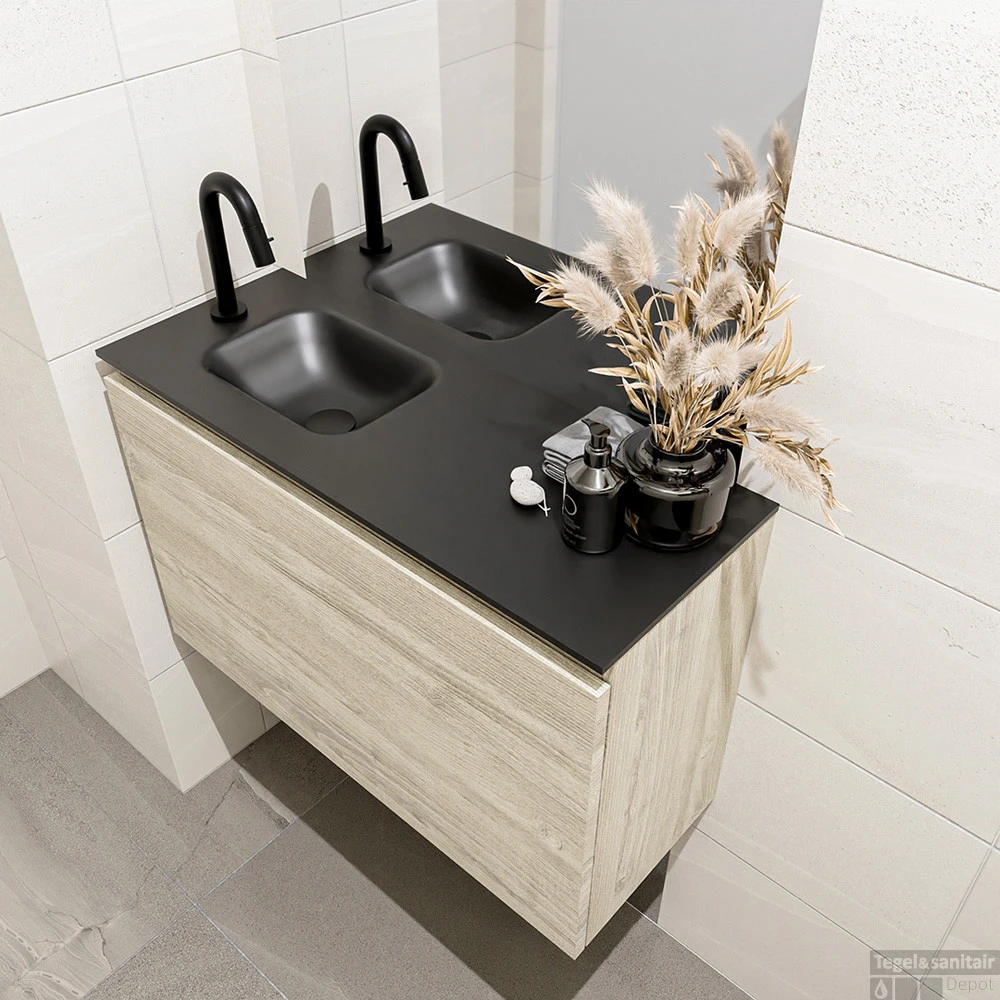 MONDIAZ OLAN 80cm Toiletmeubel Light Brown Grey. LEX Wastafel Urban Links 1 Kraangat 3 MONDIAZ OLAN 80cm Toiletmeubel Light Brown Grey. LEX Wastafel Urban Links 1 Kraangat - Afbeelding 3