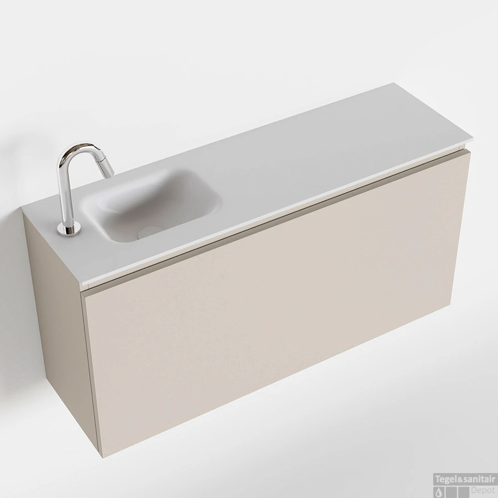 MONDIAZ OLAN 100cm Toiletmeubel Linen. LEX Wastafel Talc Links 1 Kraangat 1 MONDIAZ OLAN 100cm Toiletmeubel Linen. LEX Wastafel Talc Links 1 Kraangat