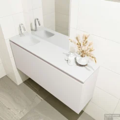 MONDIAZ OLAN 120cm Toiletmeubel Linen. LEX Wastafel Talc Links 1 Kraangat -Zalig Baden Verkoopwinkel badkamermeubel olan linen model lex talc right 0027