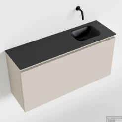 MONDIAZ OLAN 100cm Toiletmeubel Linen. LEX Wastafel Urban Rechts Geen Kraangat