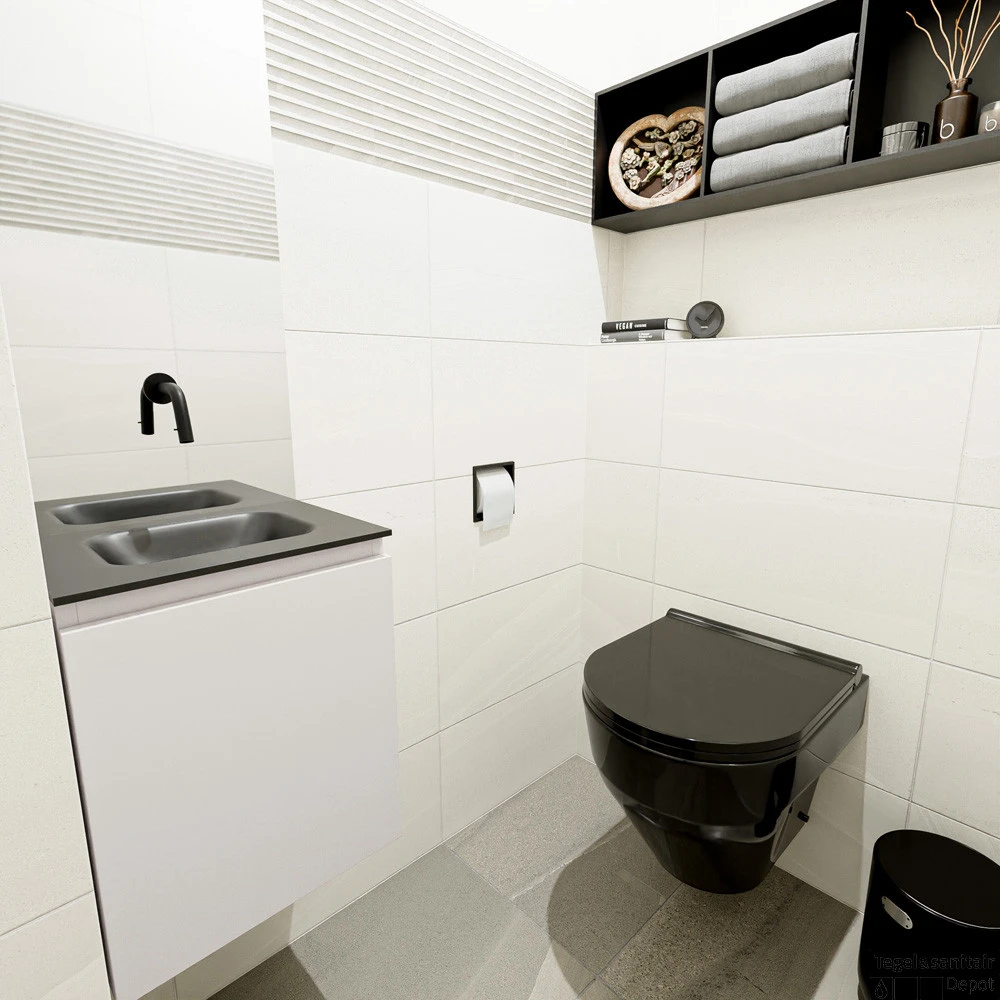 MONDIAZ OLAN 40cm Toiletmeubel Linen. LEX Wastafel Urban Midden Geen Kraangat 2 MONDIAZ OLAN 40cm Toiletmeubel Linen. LEX Wastafel Urban Midden Geen Kraangat - Afbeelding 2