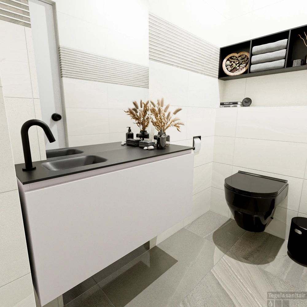 MONDIAZ OLAN 100cm Toiletmeubel Linen. LEX Wastafel Urban Links 1 Kraangat 2 MONDIAZ OLAN 100cm Toiletmeubel Linen. LEX Wastafel Urban Links 1 Kraangat - Afbeelding 2