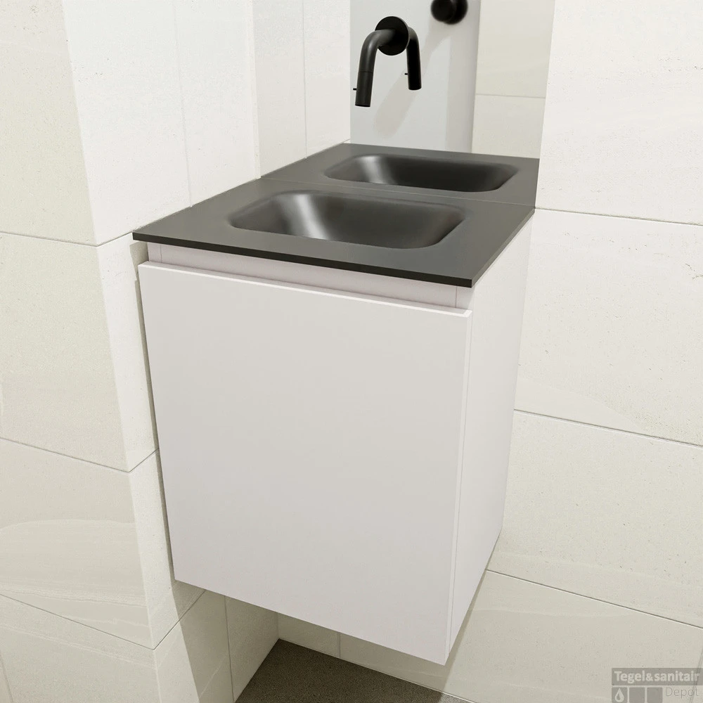 MONDIAZ OLAN 40cm Toiletmeubel Linen. LEX Wastafel Urban Midden Geen Kraangat 4 MONDIAZ OLAN 40cm Toiletmeubel Linen. LEX Wastafel Urban Midden Geen Kraangat - Afbeelding 4