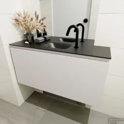 MONDIAZ OLAN 100cm Toiletmeubel Linen. LEX Wastafel Urban Midden 1 Kraangat -Zalig Baden Verkoopwinkel badkamermeubel olan linen model lex urban mid 0019