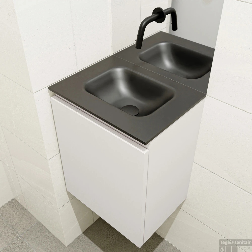 MONDIAZ OLAN 40cm Toiletmeubel Linen. LEX Wastafel Urban Midden Geen Kraangat 3 MONDIAZ OLAN 40cm Toiletmeubel Linen. LEX Wastafel Urban Midden Geen Kraangat - Afbeelding 3