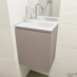 MONDIAZ OLAN 40cm Toiletmeubel Smoke. LEX Wastafel Talc Rechts 1 Kraangat 8 MONDIAZ OLAN 40cm Toiletmeubel Smoke. LEX Wastafel Talc Rechts 1 Kraangat -Zalig Baden Verkoopwinkel badkamermeubel olan smoke model lex talc mid 0003