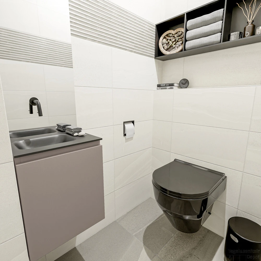 MONDIAZ OLAN 40cm Toiletmeubel Smoke. LEX Wastafel Urban Links Geen Kraangat 2 MONDIAZ OLAN 40cm Toiletmeubel Smoke. LEX Wastafel Urban Links Geen Kraangat - Afbeelding 2