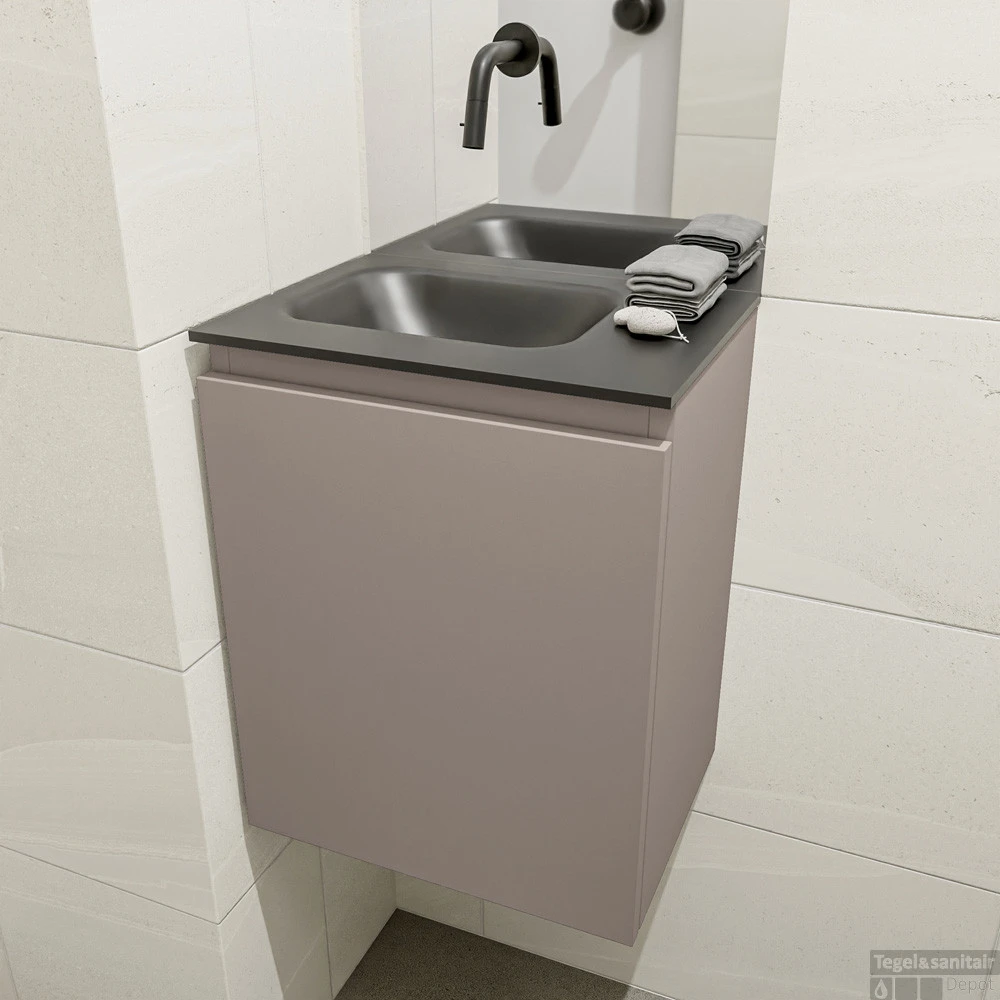 MONDIAZ OLAN 40cm Toiletmeubel Smoke. LEX Wastafel Urban Links Geen Kraangat 4 MONDIAZ OLAN 40cm Toiletmeubel Smoke. LEX Wastafel Urban Links Geen Kraangat - Afbeelding 4