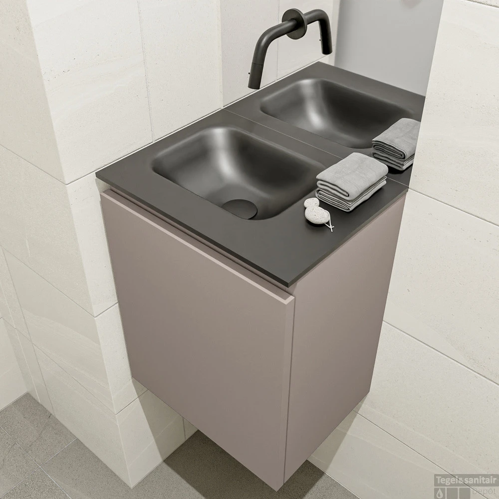 MONDIAZ OLAN 40cm Toiletmeubel Smoke. LEX Wastafel Urban Links Geen Kraangat 3 MONDIAZ OLAN 40cm Toiletmeubel Smoke. LEX Wastafel Urban Links Geen Kraangat - Afbeelding 3