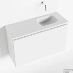 MONDIAZ OLAN 80cm Toiletmeubel Talc. LEX Wastafel Talc Rechts Geen Kraangat