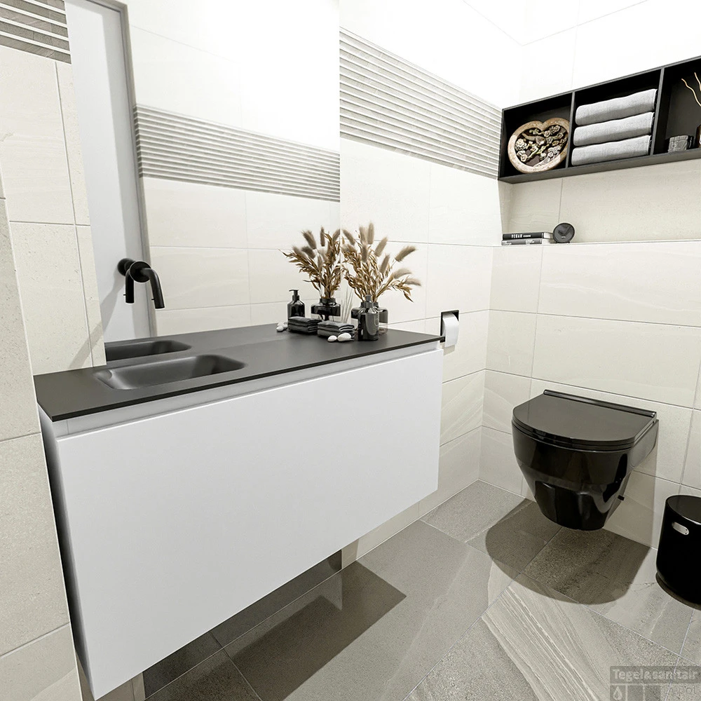 MONDIAZ OLAN 100cm Toiletmeubel Talc. LEX Wastafel Urban Links Geen Kraangat 2 MONDIAZ OLAN 100cm Toiletmeubel Talc. LEX Wastafel Urban Links Geen Kraangat - Afbeelding 2